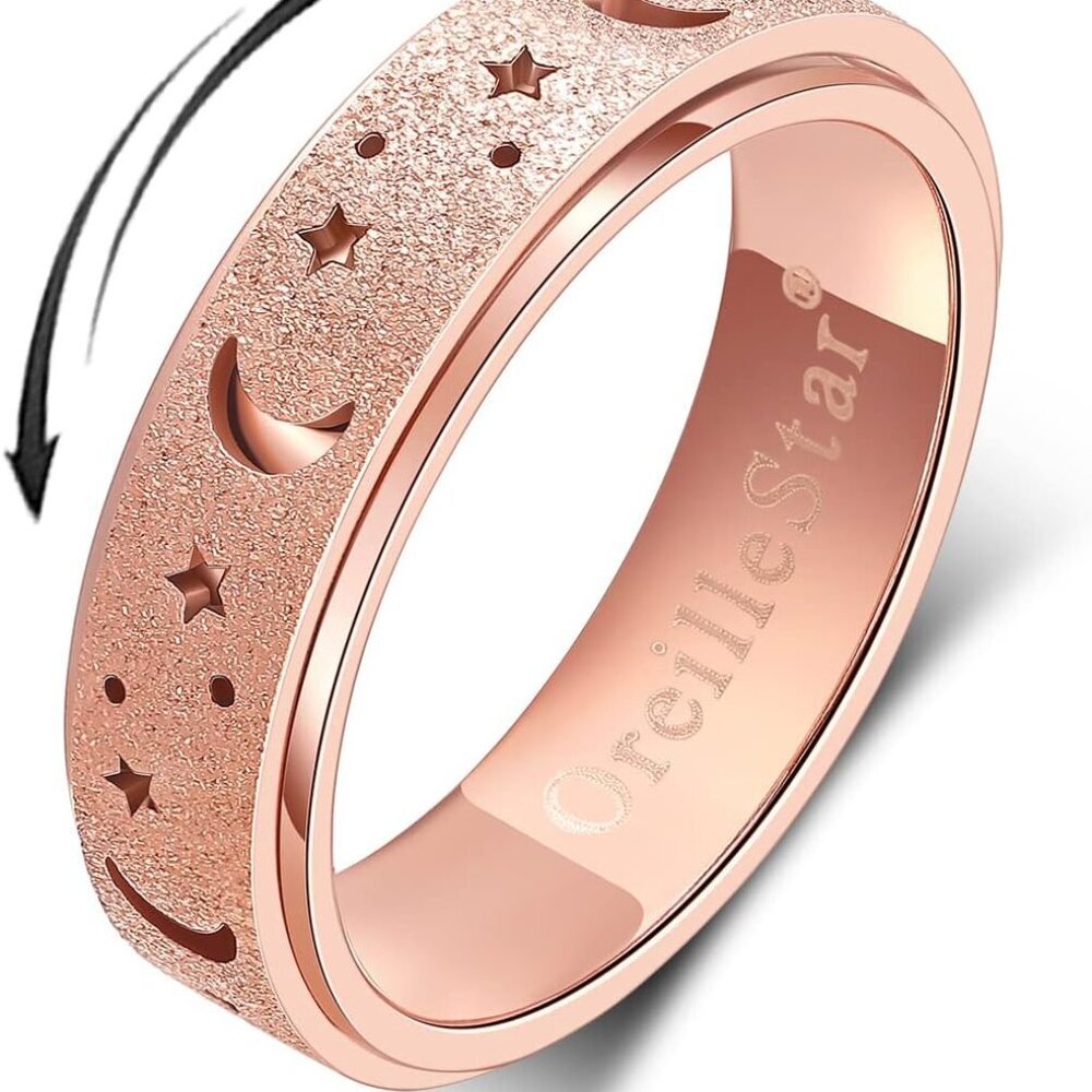 Anxiety Ring for Women Spinner Ring Stainless Steel Fidget Toys Adults Fidget Sp